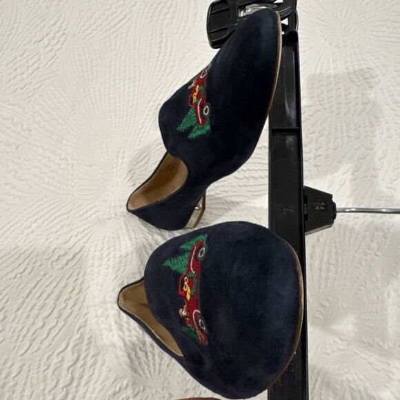 Talbots EUC Ryan Blue Suede RED TRUCK Christmas Holiday Flats Shoes Women's 8 M - Picture 7 of 16